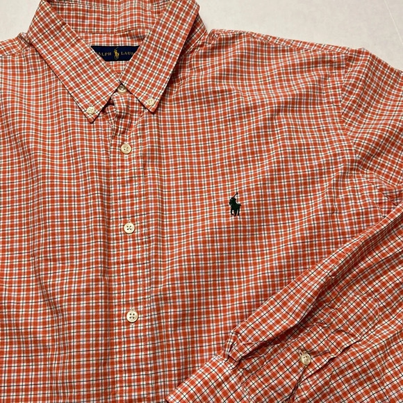 Ralph Lauren Button Down Men’s Long Sleeve Orange White Size XXL - Picture 1 of 10